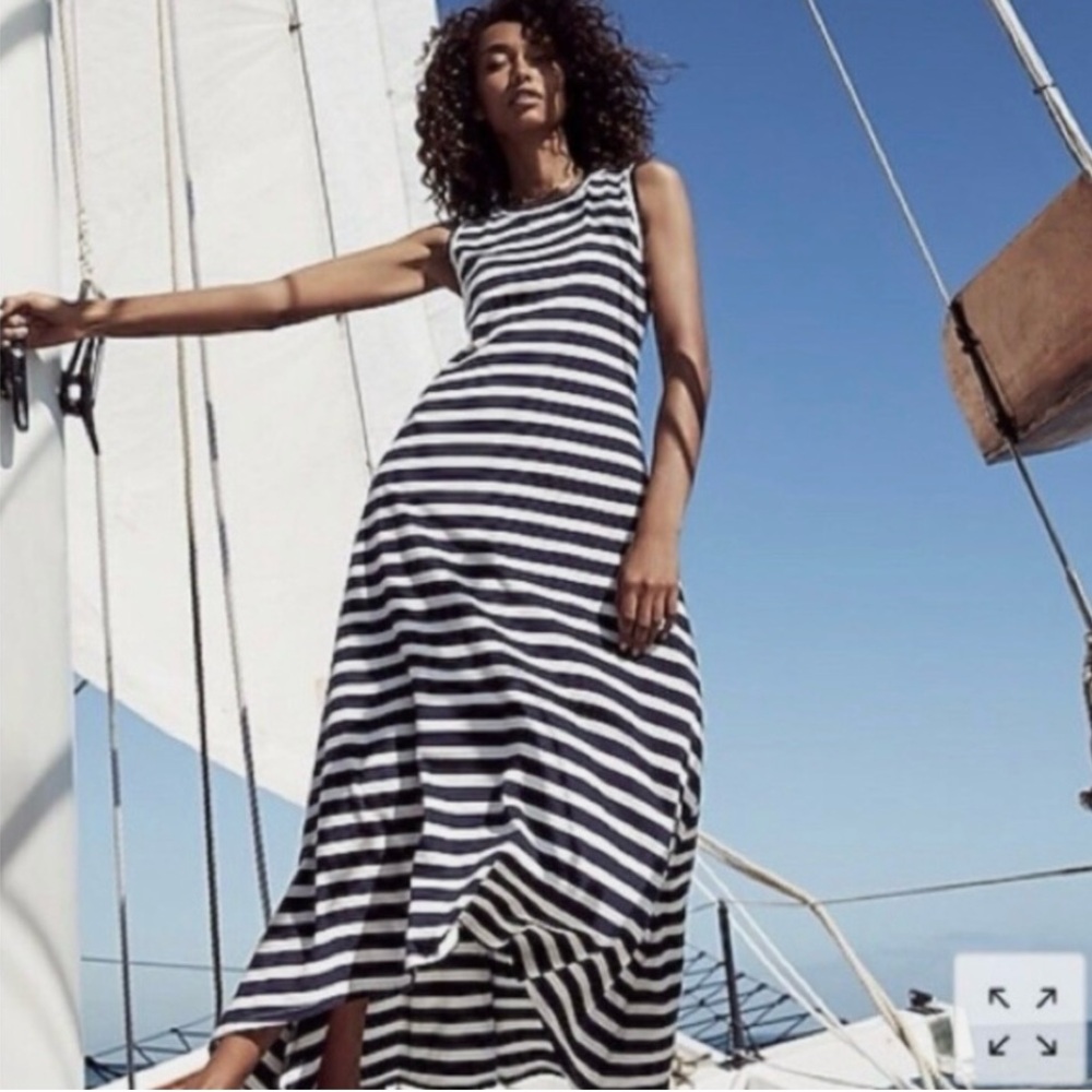 J CREW SLEEVELESS MAXI DRESS STRIPED Size large petite